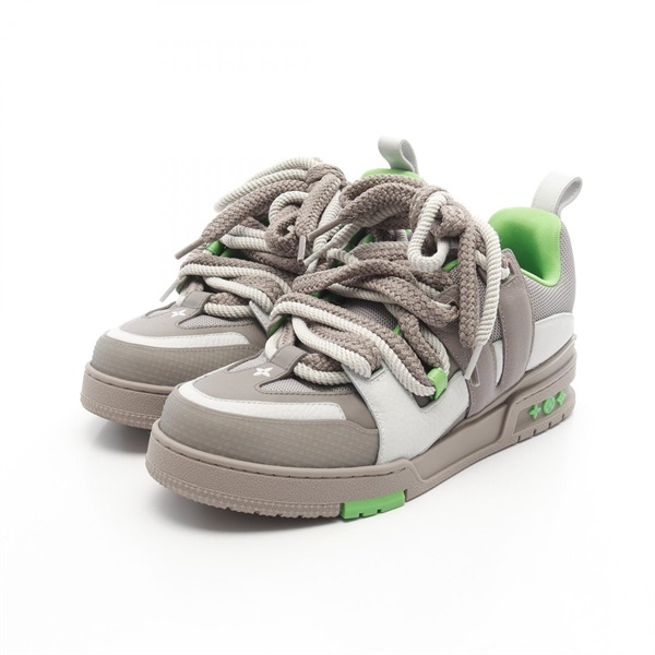 LOUIS VUITTON Skate Line sneakers 1ABZ4R leather Fabric Gray Green Used mens 7