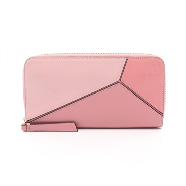 LOEWE Puzzle Zip Around Long Wallet 122N89UF13 leather Pink Used Women