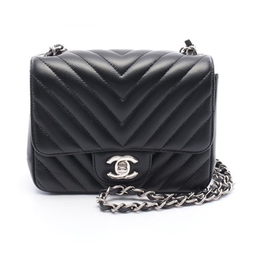 CHANEL Mini Matelasse Shoulder Bag A35200 Grained calfskin Black Used Women SHW