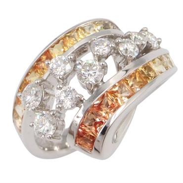 JEWELRY Sapphire Diamond Ring 18KWG White Gold Sapphire Brown Used Women Size 6