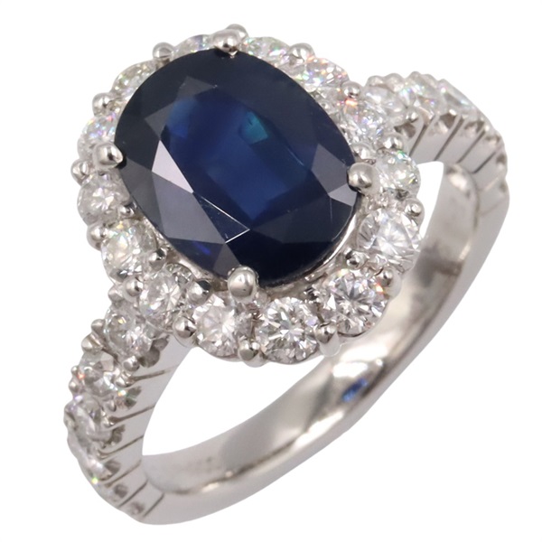 JEWELRY Sapphire and Diamond Ring Pt900 Platinum sapphire Blue Used Size 6.75