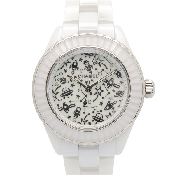 CHANEL J12 Cosmic Wrist Watch H7990 Quartz ceramic Used Women CC Coco