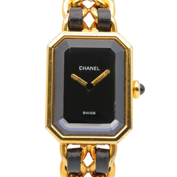 CHANEL Premiere M Wrist Watch H0001 Quartz Gold Plated Leather belt Used Women