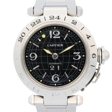 CARTIER Pasha C Meridian Big Date Wrist Watch W31049M7 Automatic SS Used Boys