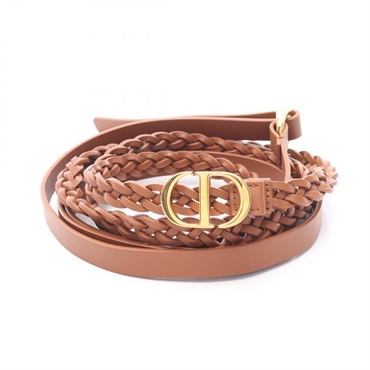 Christian Dior double belt B0088UBCW44M90 leather Brown Women #90
