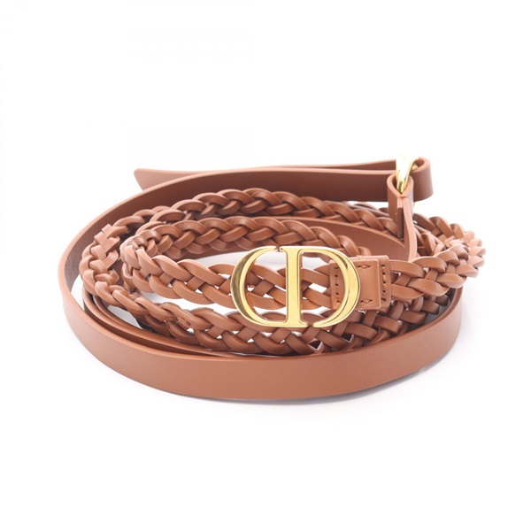 Christian Dior double belt B0088UBCW44M90 leather Brown Women #90
