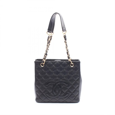 CHANEL Matelasse PST chain Tote Bag Calfskin Black Used Women GHW COCO CC