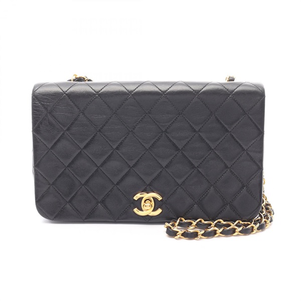 CHANEL Matelasse full flap Chain Shoulder Bag Lamb leather Black Used GHW COCO