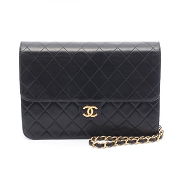 CHANEL Matelasse Chain Shoulder Push lock Bag Lambskin Black GHW Used Women CC