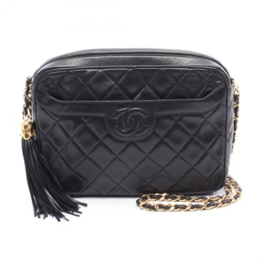 CHANEL Matelasse Chain Shoulder Bag Lamb leather Black Used Women GHW COCO CC