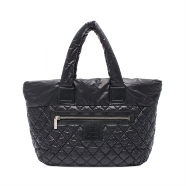 CHANEL COCO Cocoon MM Tote Bag Nylon Black Used Women SHW CC