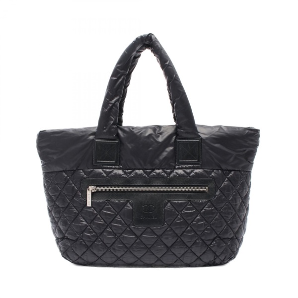 CHANEL COCO Cocoon MM Tote Bag Nylon Black Used Women SHW CC