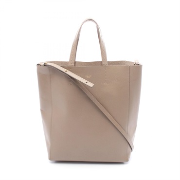 CELINE Vertical Small Cabas Tote shoulder crossbody Bag leather Brown Used Women