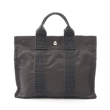 HERMES Herline PM Hand Tote Bag Nylon canvas Gray Used Women SHW