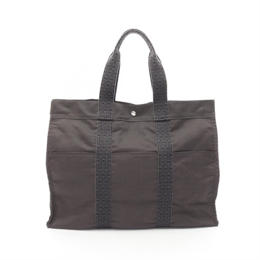 HERMES Herline GM Hand Tote Bag 100941M Nylon canvas Gray Used unisex SHW
