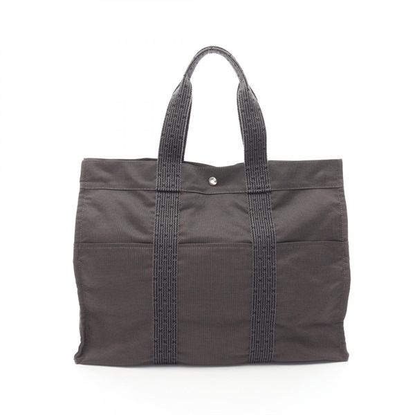 HERMES Herline GM Hand Tote Bag 100941M Nylon canvas Gray Used unisex SHW