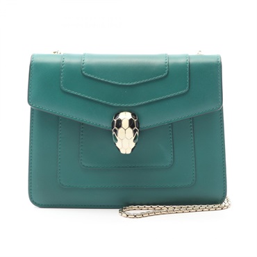 BVLGARI Serpenti Forever chain Shoulder crossbody Bag leather Green Used Women