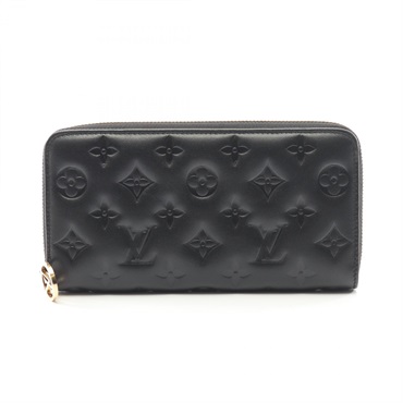 LOUIS VUITTON Zippy Wallet Coussin M81510 Monogram Emboss leather Black Used LV
