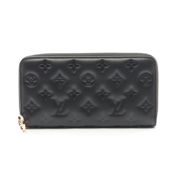 LOUIS VUITTON Zippy Wallet Coussin M81510 Monogram Emboss leather Black Used LV