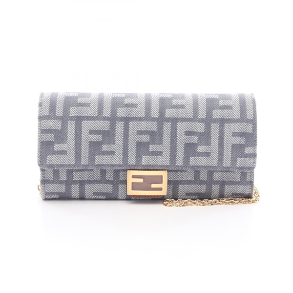 FENDI Baguette FF Jacquard Shoulder Bag wallet 8M0365AUT4F1SXQ canvas Blue NEW