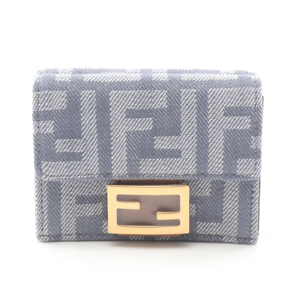 FENDI Baguette Zucca Tri-fold compact wallet 8M0395AUT4F1SXQ canvas light Blue
