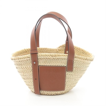 LOEWE Basket Small Handbag 327.02.S932435 leather Raffia Beige Brown NEW Women