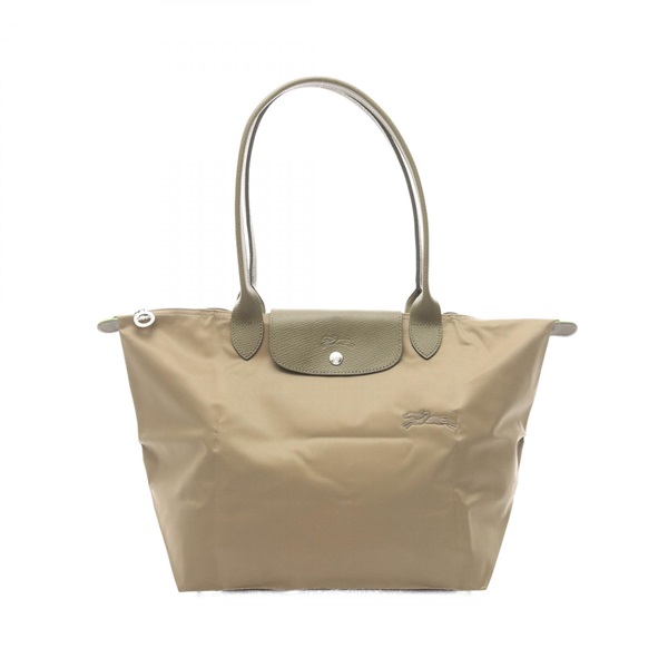 Longchamp Le Pliage Green L Shoulder Tote Bag canvas leather Khaki NEW Women