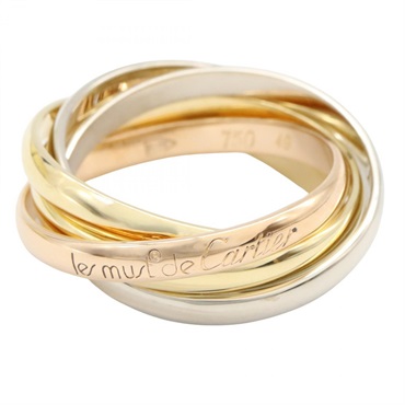 CARTIER 5 Trinity Rings 18KYG 18KPG 18KWG Three gold used US size 4.75 #49 women