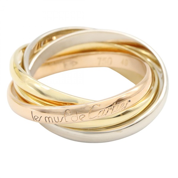 CARTIER 5 Trinity Rings 18KYG 18KPG 18KWG Three gold used US size 4.75 #49 women