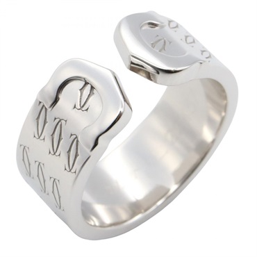 CARTIER 2C Ring  18KWG White Gold Used women US size 5.75 #51
