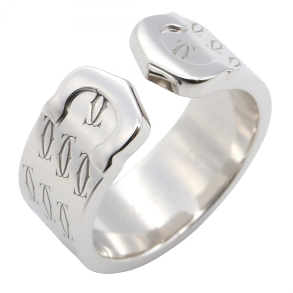 CARTIER 2C Ring  18KWG White Gold Used women US size 5.75 #51