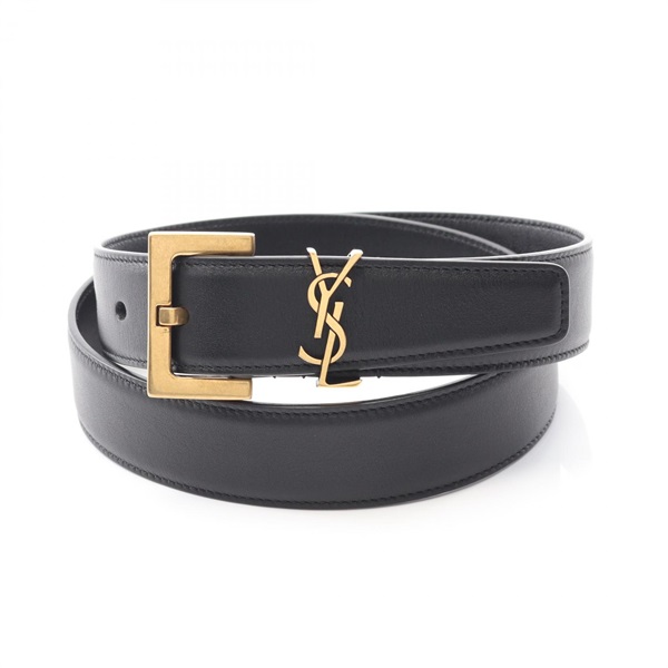 SAINT LAURENT PARIS Cassandra belt #75 ceinture 634437BOO0W100075 leather Black
