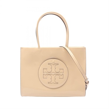 Tory Burch Ella Bio Small Shoulder Tote Bag 161876700 Patent leather Beige NEW
