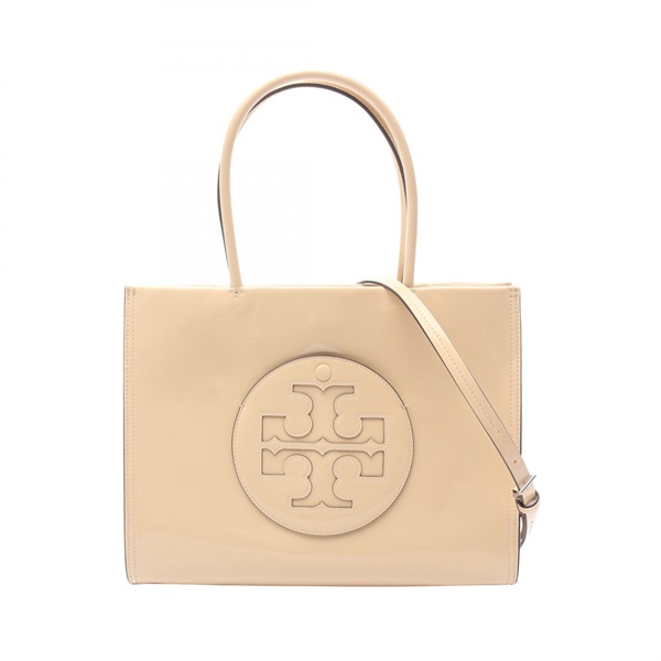 Tory Burch Ella Bio Small Shoulder Tote Bag 161876700 Patent leather Beige NEW