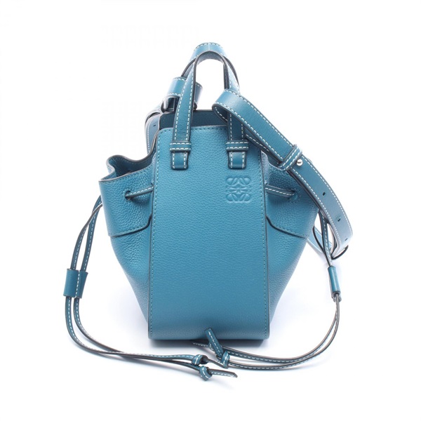 LOEWE Mini Hammock Drawstring 2Way Shoulder Handbag leather Blue Used Women