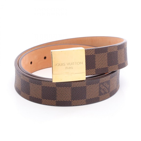 LOUIS VUITTON Ceinture Carre belt 70cm  M6802 Damier Ebene Brown Used mens