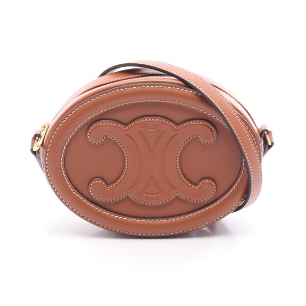 CELINE Triomphe Oval Purse Cuir crossbody Shoulder Bag leather Brown Used Women