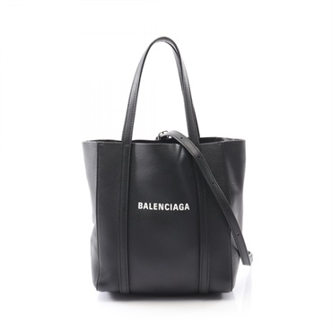 BALENCIAGA EVERYDAY XXS Shoulder Tote Bag leather Black Used Women