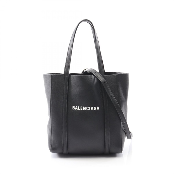 BALENCIAGA EVERYDAY XXS Shoulder Tote Bag leather Black Used Women