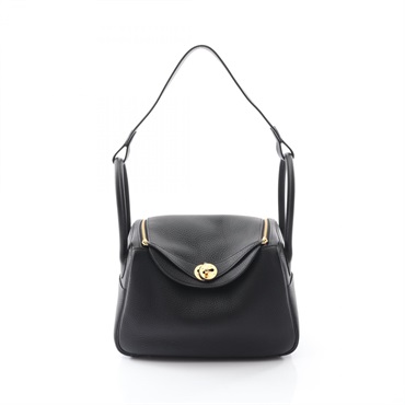 HERMES Lindy 26 Shoulder Bag K Taurillon Clemence Black Women GHW