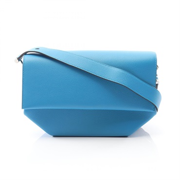 HERMES Opli 24 Verso Shoulder Bag Evercolor leather Blue Malachite Used SHW A
