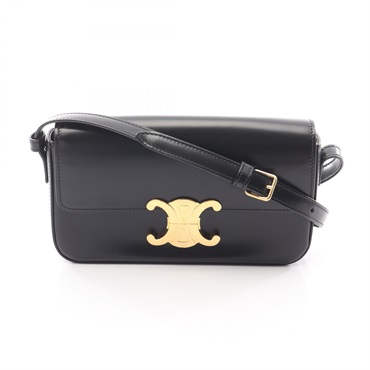 CELINE Triomphe Crossbody Shoulder Bag 194143BF4.38NO Leather Black Used Women