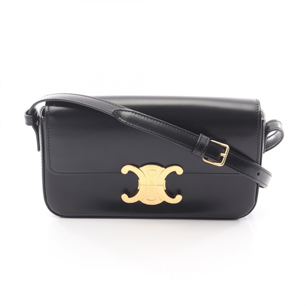 CELINE Triomphe Crossbody Shoulder Bag 194143BF4.38NO Leather Black Used Women
