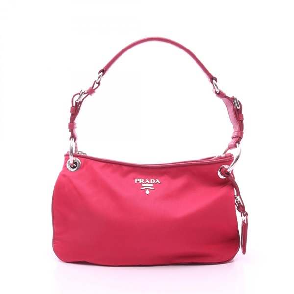 PRADA TESSUTO+SOFT CA Shoulder Bag Nylon leather Pink Used Women logo