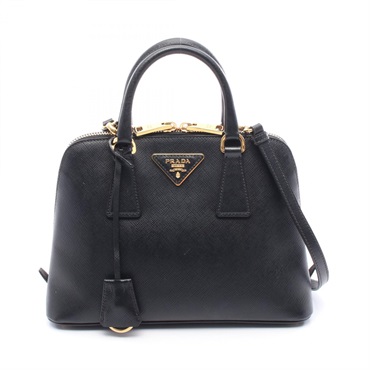 PRADA Hand shoulder crossbody bag Saffiano leather Black Used Women