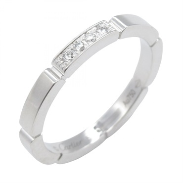 CARTIER Maillon PANTHERE 4P Diamond Ring 18KWG White Gold Used US size 7.75 #57