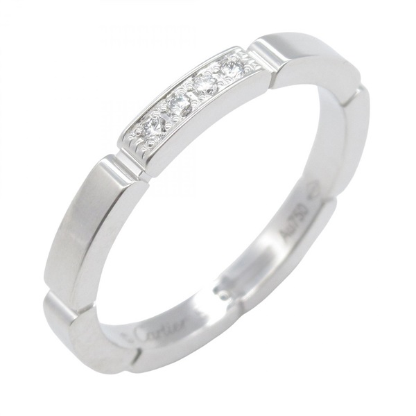 CARTIER Maillon PANTHERE 4P Diamond Ring 18KWG White Gold Used US size 7.75 #57