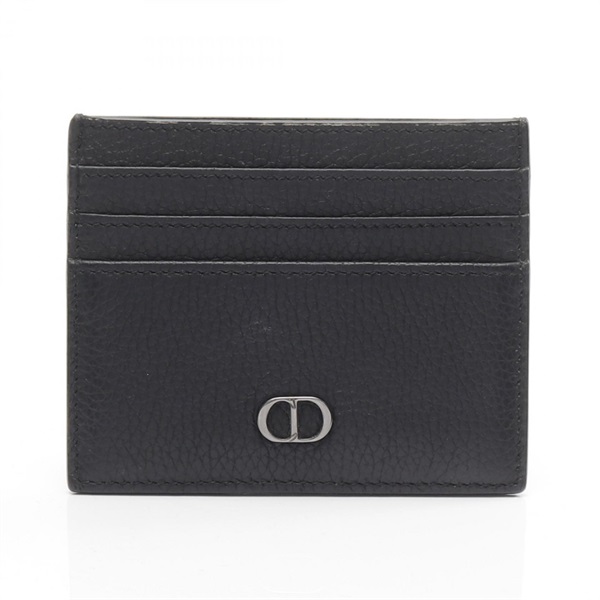 Christian Dior CD Icon Card Holder/ Card Case leather Black Used mens