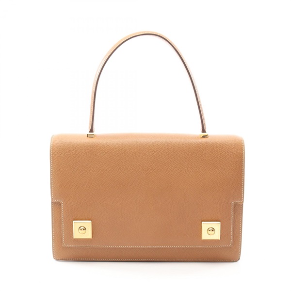 HERMES Piano Handbag Courchevel leatherl Brown Gold Used Women GHW P