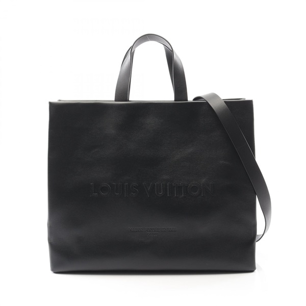 LOUIS VUITTON Shopper Tote MM Shoulder Bag M13979 leather Black Used mens LV